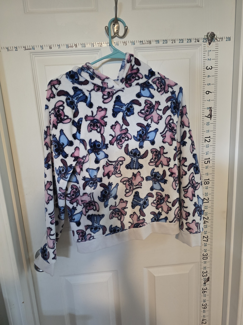Kids Fleece Hoodie with Blue & Pink Stitch Pattern